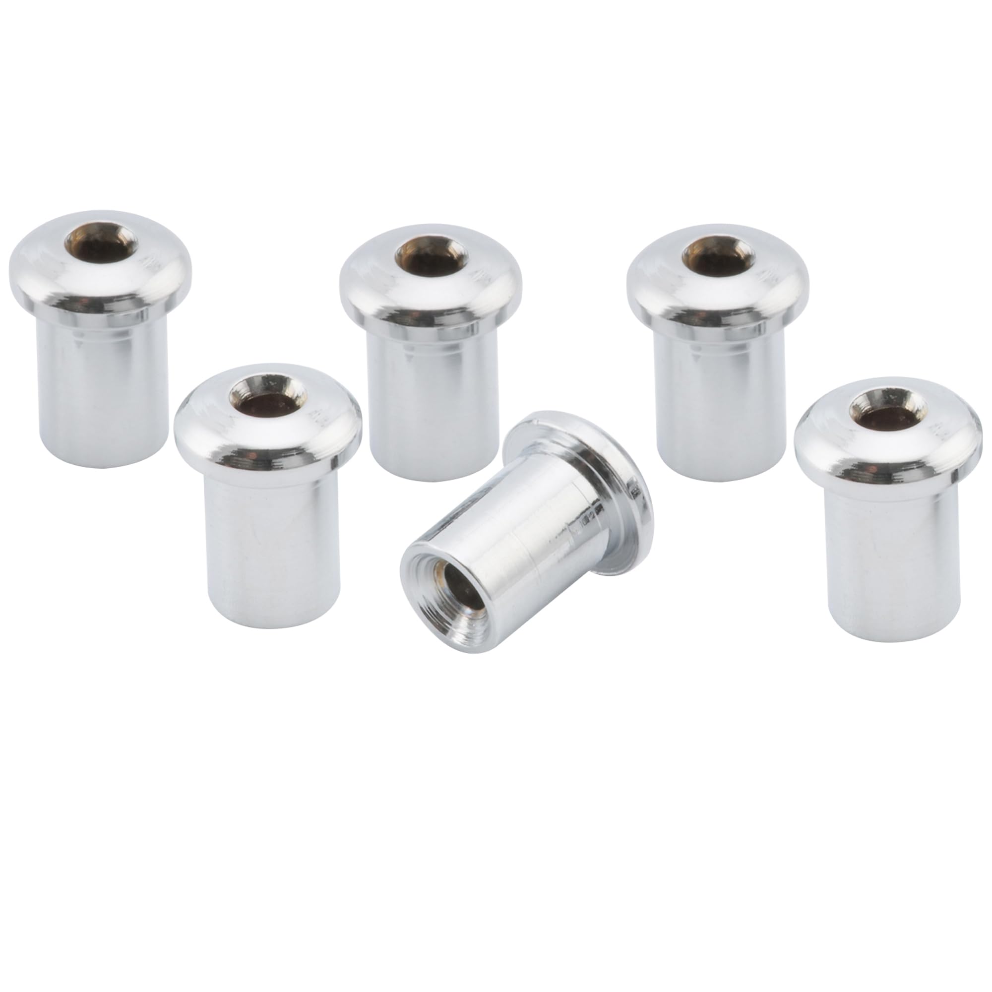 Musiclily Pro 5mm Steel Top Mounting String Ferrules for Electric Guitar, Chrome (Set of 6)