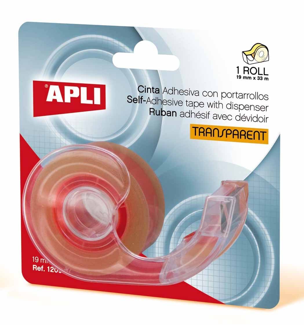 APLI 12094 19 mm x 33 m Clear Tape with Dispenser