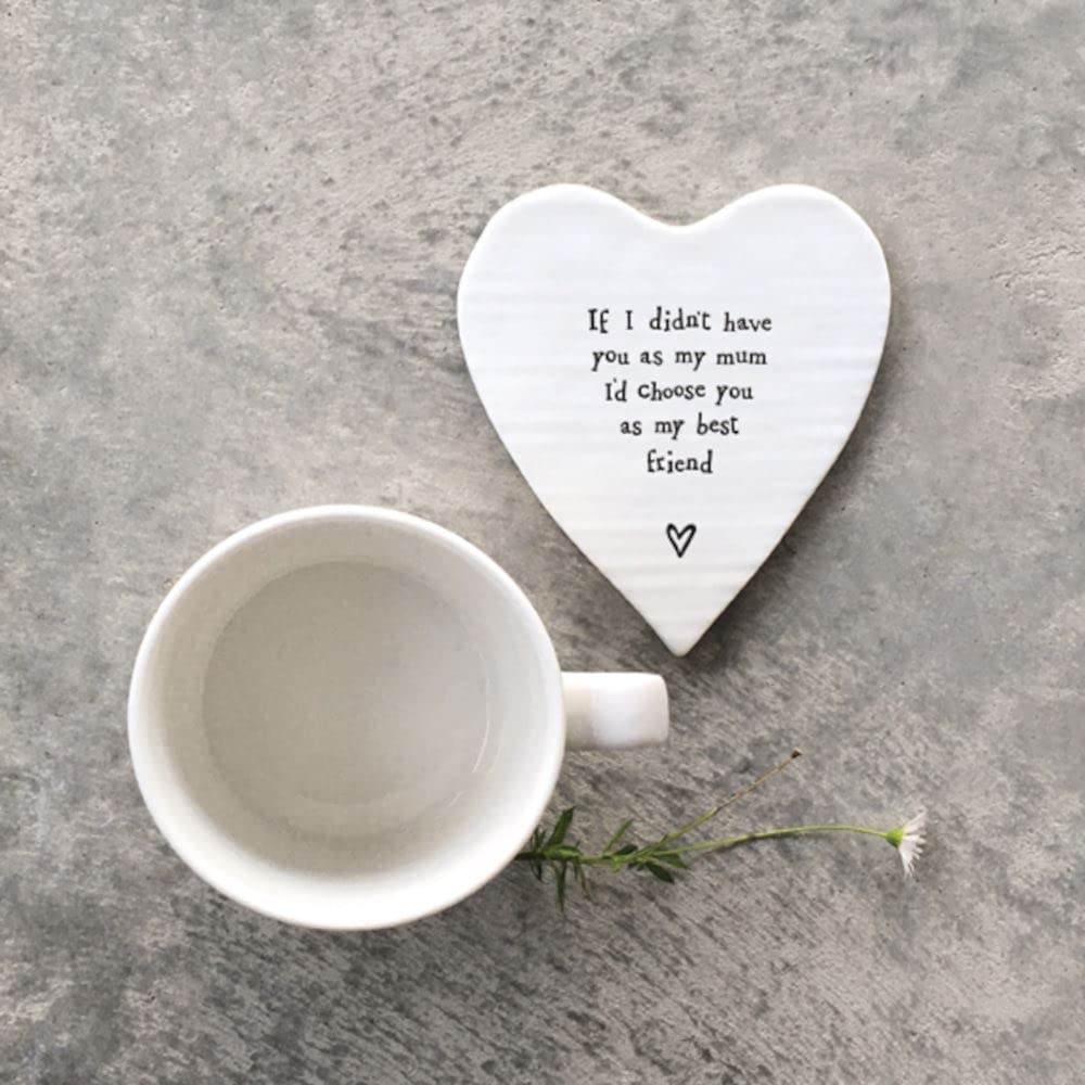 East of India East of India Porcelain Heart Coaster - Mum I'd Choose You Gift