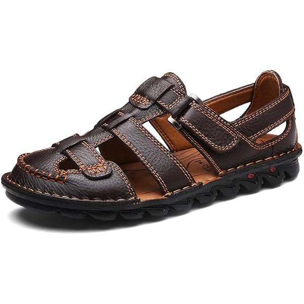 Amazon.com | ZHNSHM Mens Summer Casual Closed Toe Leather Sandals