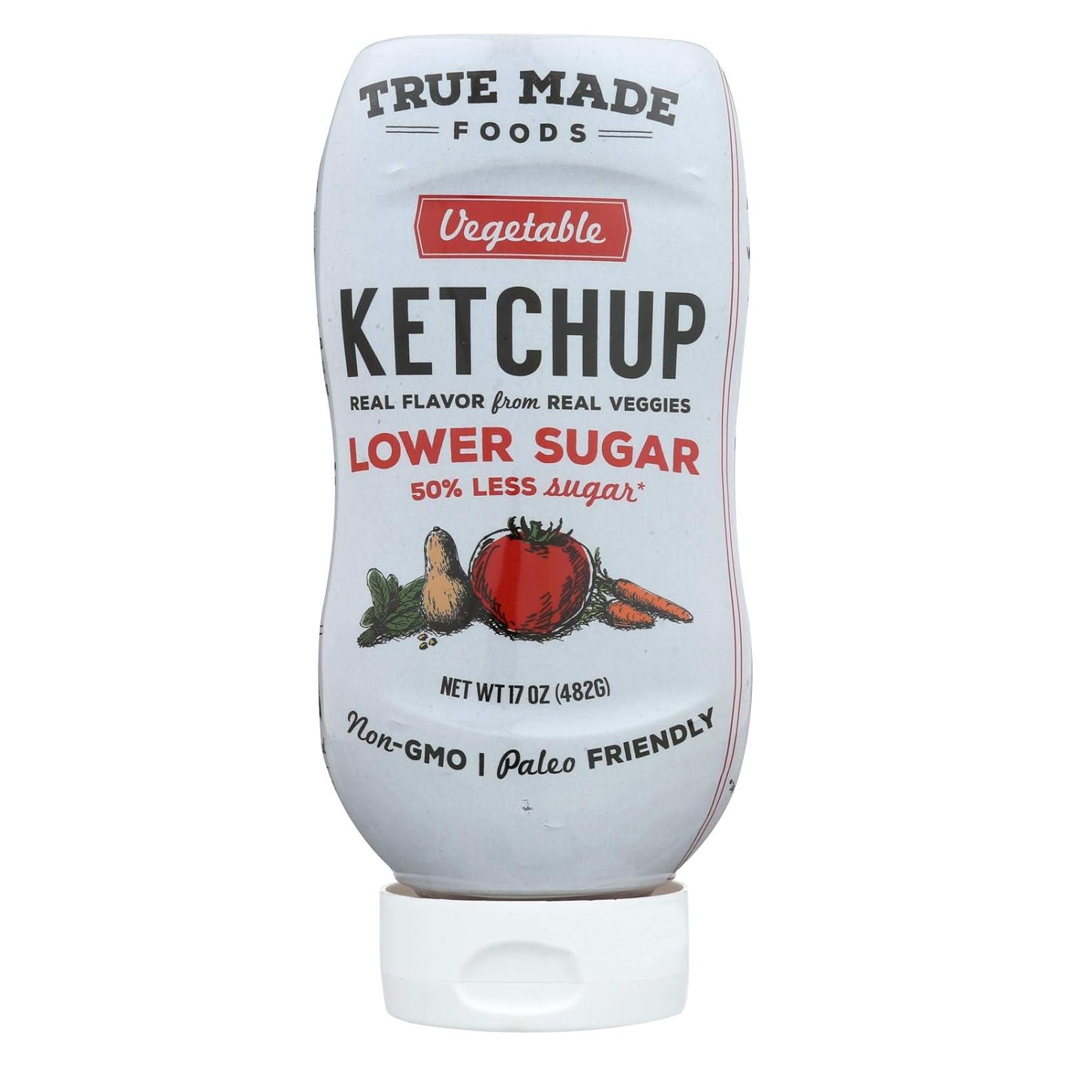 TRUE MADE FOODS, KETCHUP, VEGETABL, LESS SGR, Pack of 6, Size 17 OZ - No Artificial Ingredients Gluten Free Vegan Yeast Free