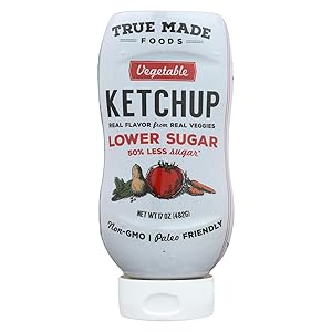 TRUE MADE FOODS, KETCHUP, VEGETABL, LESS SGR, Pack of 6, Size 17 OZ - No Artificial Ingredients Gluten Free Vegan Yeast Free