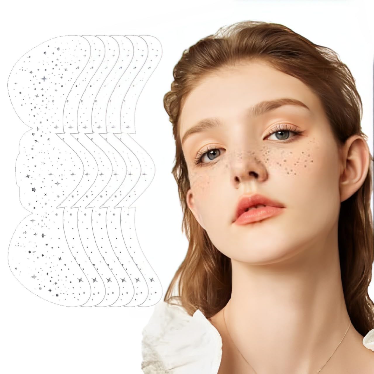 Fazit Glitter Freckles - 6 Sheets Waterproof Sparkle Tattoo Makeup Stickers for Halloween, Music Festivals and Masquerade Party Decoration