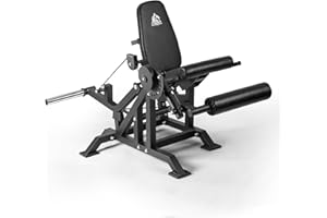 LIONSCOOL Leg Extension and Lying Leg Curl Machine, Adjustable Seated and Prone Lower Body Exercise Bench in Commercial Grade, Cable Operated Plate Loadable Leg Rotation Machine for Home Garage Gym