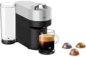 Nespresso Vertuo Pop + Deluxe Single Serve Coffee and Espresso Machine by De'Longhi, Silver