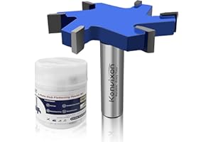 Konvixon 6 Flute CNC Spoilboard Surfacing Router Bit 1/2 inch Shank, Extra Large 2-9/16"/65mm Cutting Dia, Slab Flattening Ro