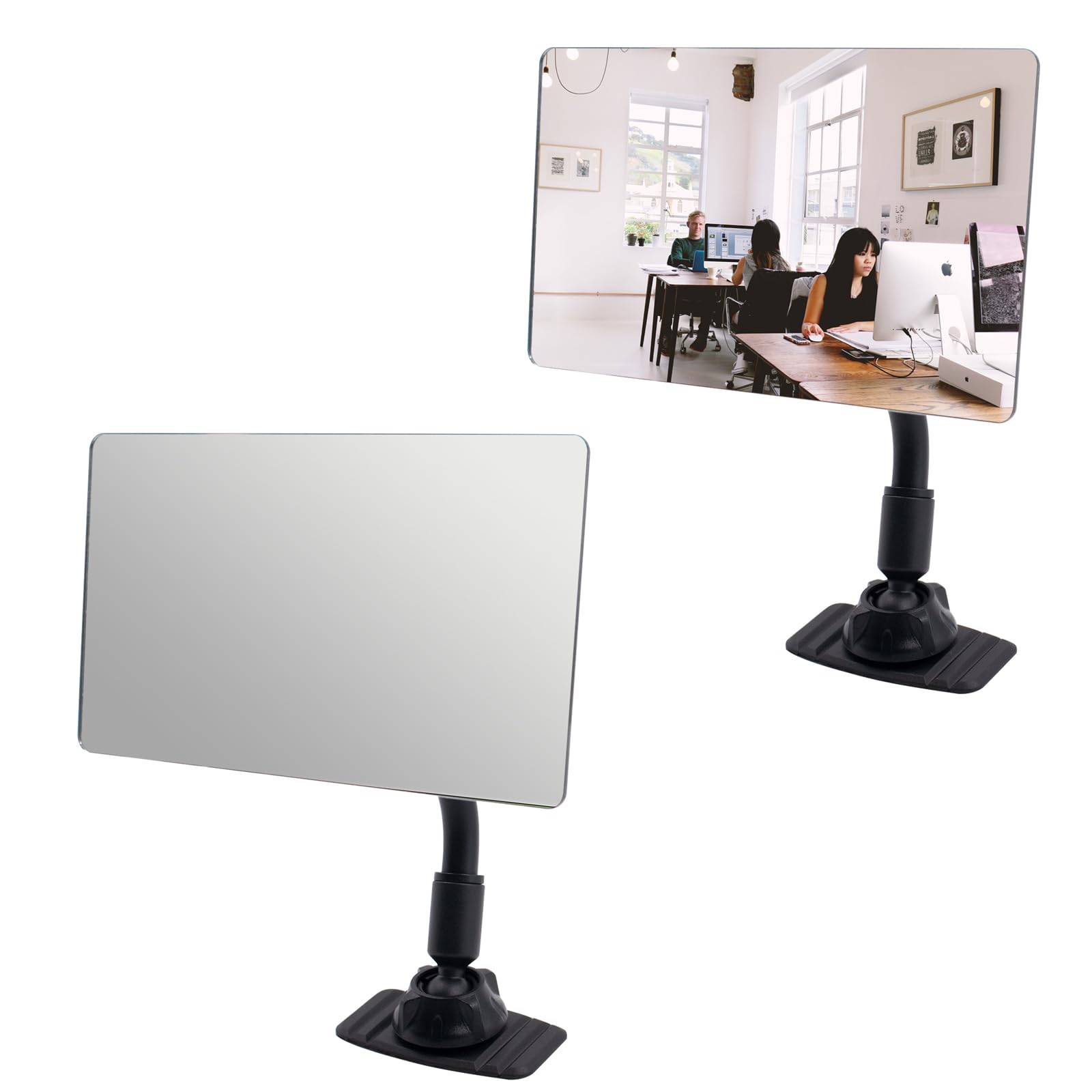 Photo 1 of 2 Set Stick-On Security Mirror for Personal Safety and Rear View Monitoring, Adjustable Flexible Rod Rear View Mirror for Open Office Environment Monitor, Cubicle, 3.5 x 6.3 Inch