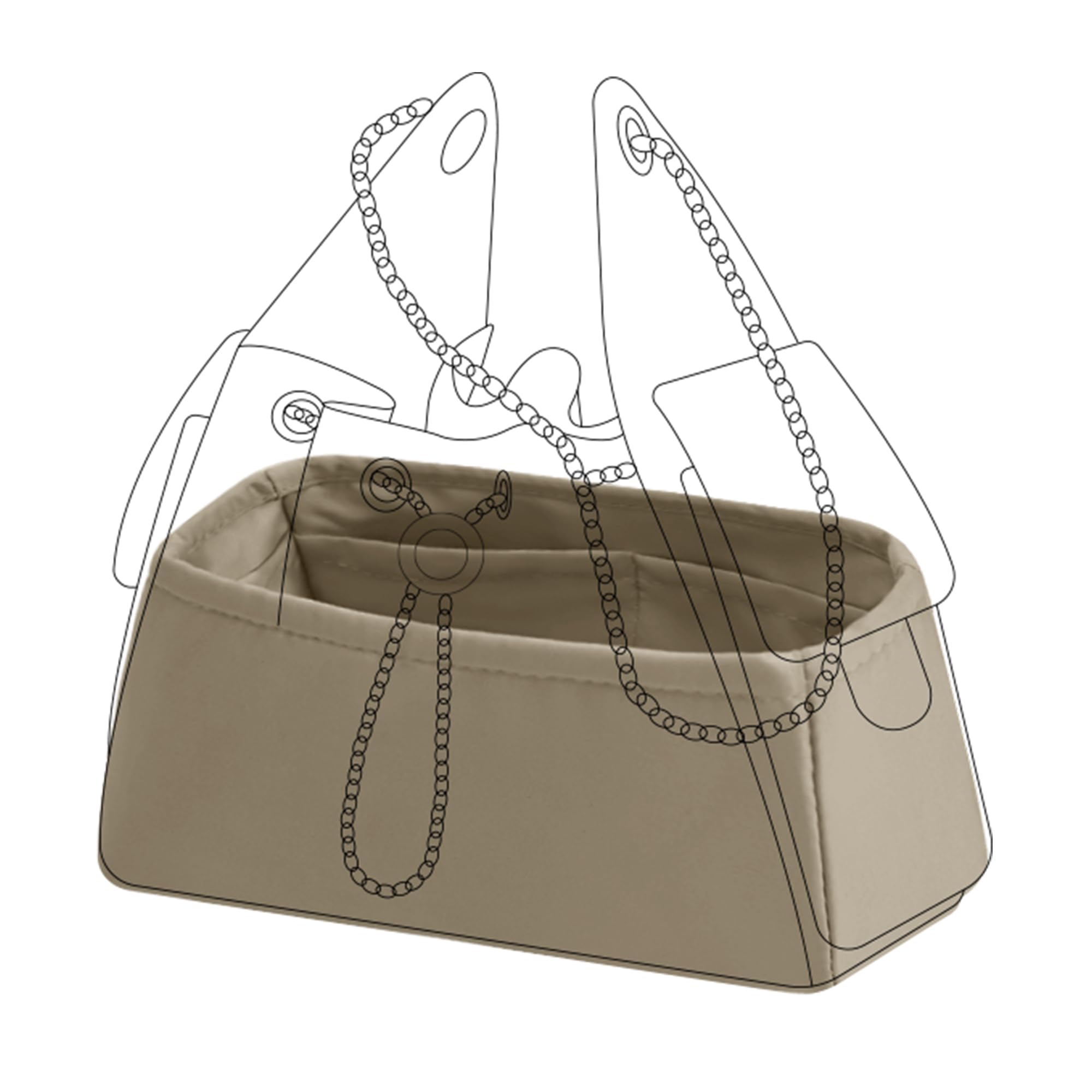 DGAZ Silk Purse Organizer Insert Fits Chanel 25C Hobo Bags，Silky Smooth Bag Organizer，Luxury Handbag & Tote Shaper(Gris Tourterelle,Small)