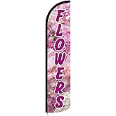 Mindsoft 2.5 x 12 ft Flowers Feather Flag Only - Windless Single-sided Printing Feather Flag Outdoor Business Advertising Banner, NO POLE(Light Pink)