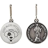 Silver Toned Saint Francis Protect My Pet Medal with God Bless My Dog Back, 1 Inch