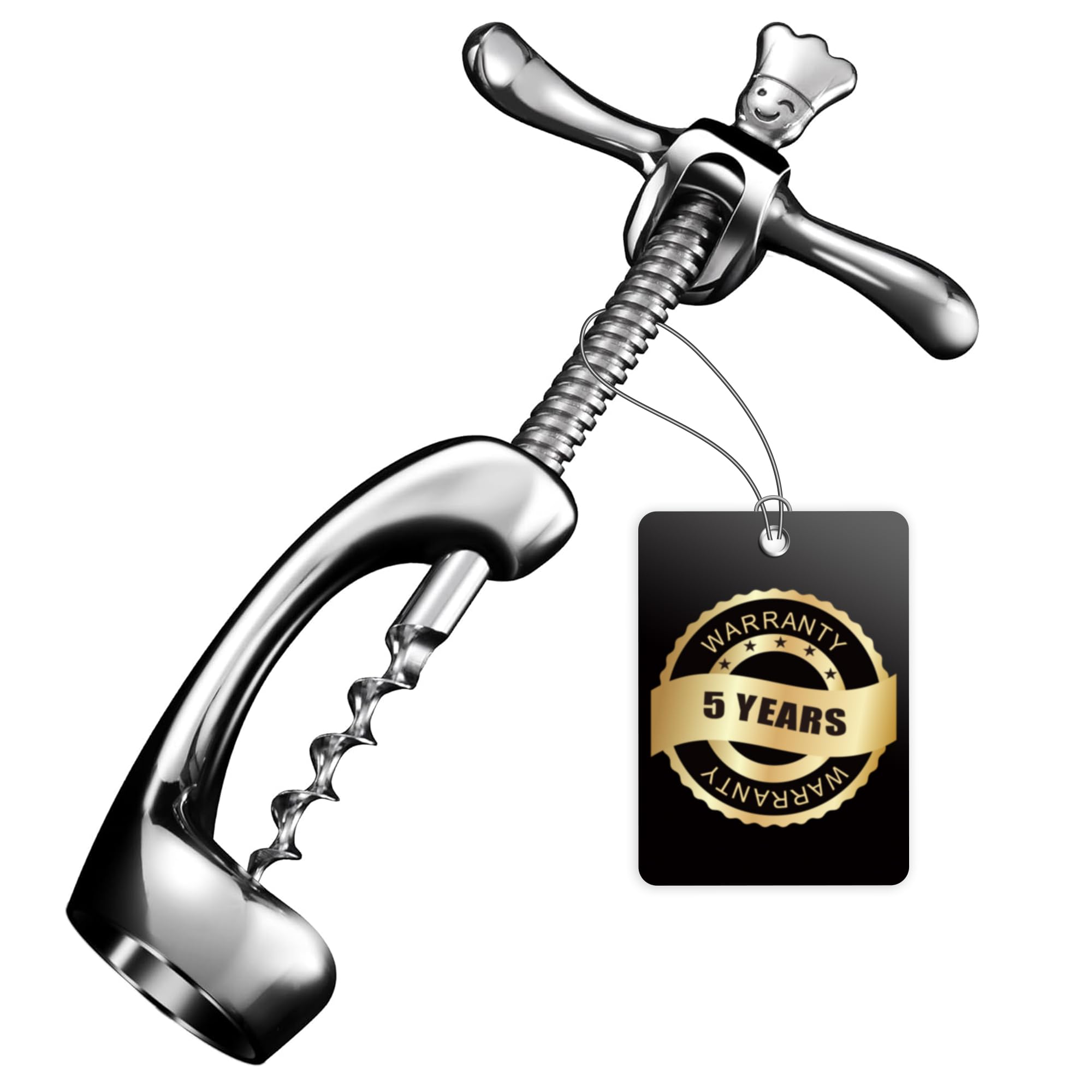 Wine Opener Deluxe, Heavy-Duty Bottle Opener for Easy Cork Removal, Manual Corkscrew for Smooth & Effortless Intact Wine Corks, Premium Corkscrew for Waiters, Bartenders & Home Use