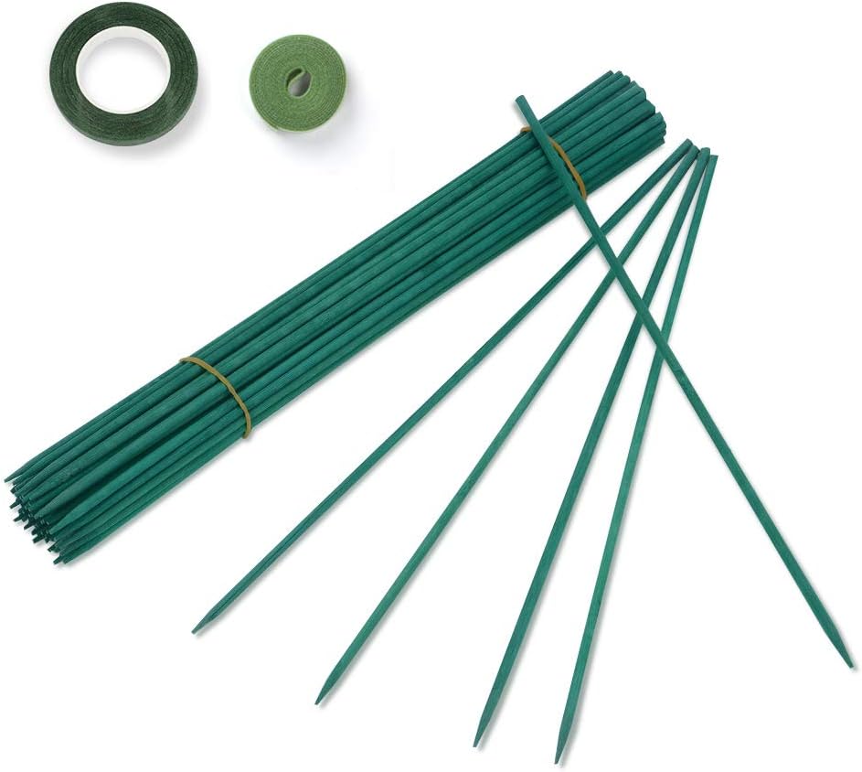GROWNEER 36 Packs 12 Inches Green Wood Plant Stakes Wooden