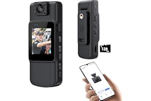 dgtenk 2K(1440P) Wifi Body Cam, Waterproof Law Enforcement Support Max 256GB, Wearable Personal Body Camera with Audio and Video Recording, Remote App Control, Night Vision, 180°Rotating Lens