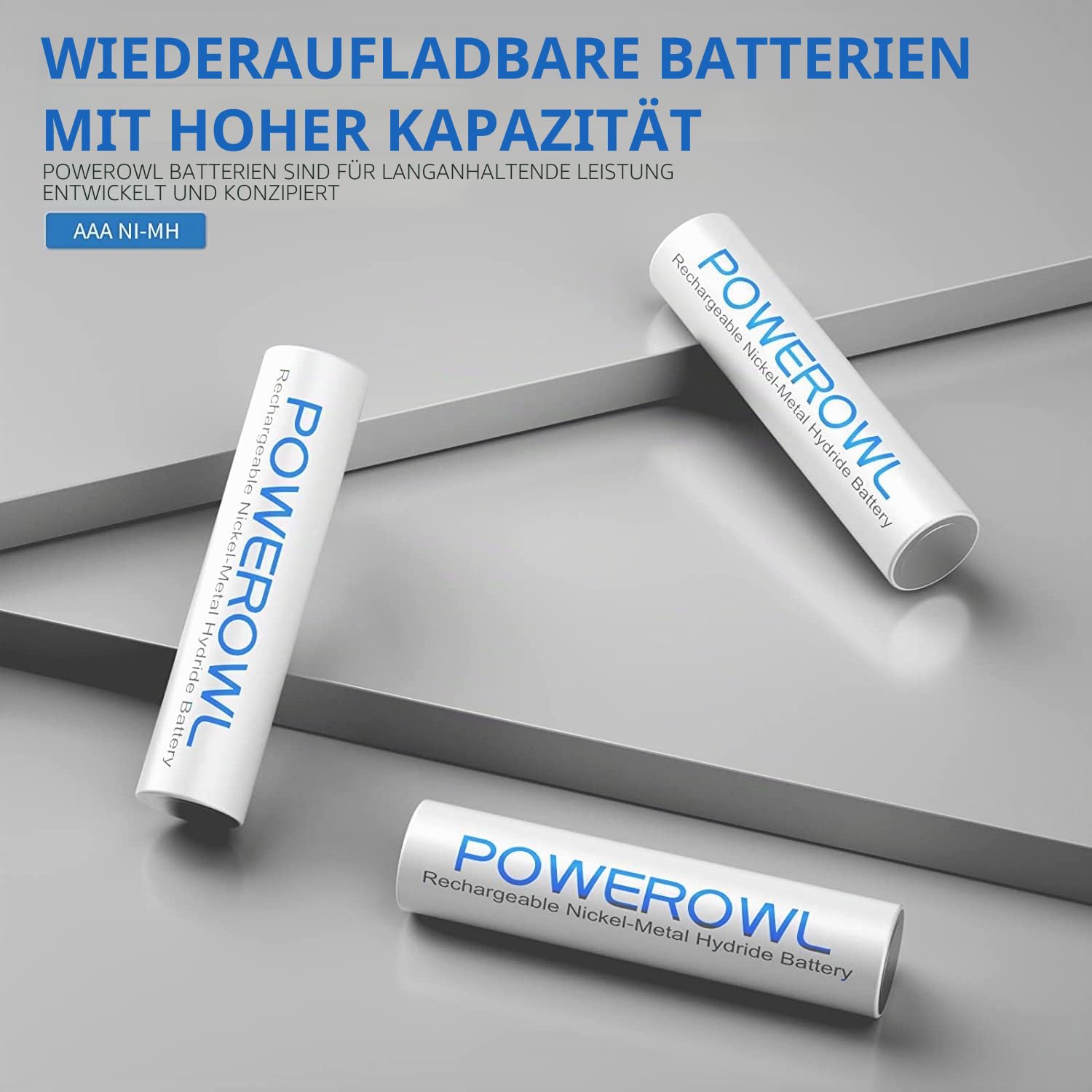 Akku AAA POWEROWL Micro AAA Akku NI-MH 16 Stück AAA Batterien Wiederaufladbare 1.2v Aufladbare Batterien AAA Akkubatterien (Geringe Selbstentladung,1000mAh) 5