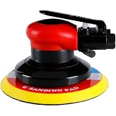 Professional Air Random Orbital Sander, Heavy Duty Dual Action Pneumatic Palm Sander (6 inch, Red)