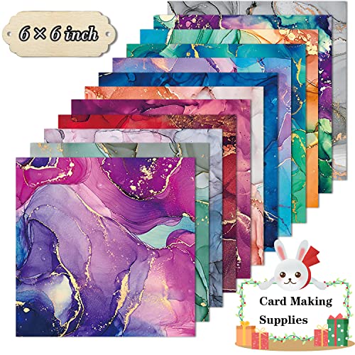 YASMEN Scrapbook Paper Pad 6×6, Marbled Pattern Watercolor Paper, 24
