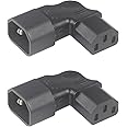 QIUCABLE Right Angle C13 to C14 IEC AC Plug Adapter, 2 Pack, 90 Degree Design, PVC, Pure Copper, 250VAC 10A Max