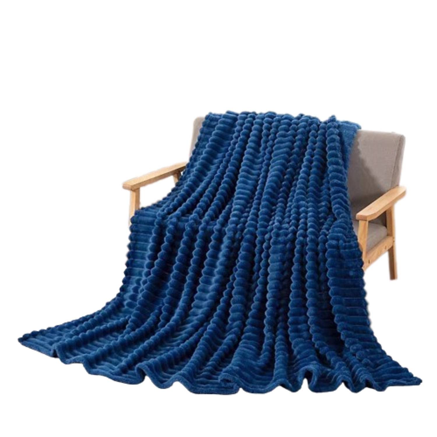 Fleece Brushed Throw Blanket Perfect Sofa Bed, breathable Lightweight Soft Warm Couch Throw, Super Soft Cozy Blanket (Dark Blue, 200x230 cm) — image 1