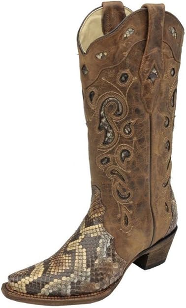 Amazon Com Corral Women S Python Inlay Cowgirl Boot Snip Toe