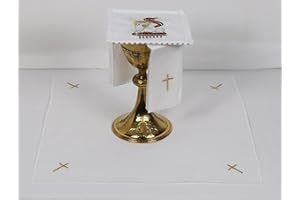 Church Atelier Altar Linens Set with Easter Lamb and Bible Design (Pall, Purificator, Towel, Corporal)