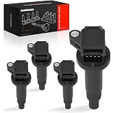 A-Premium Set of 4 Ignition Coil Pack - 4-Pins | Compatible with Toyota Matrix 2003-2008, Corolla 1999-2008, Celica 2000-2005 &amp; Chevrolet Prizm 1999-2002 &amp; Pontiac, L4 1.8L