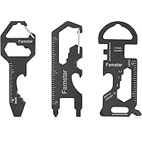 Famstar Keychain Multi-tool 3Pack Metal Pocket Tool for men Portable No rust multi-function tools Wrench for Screw,ruler and 