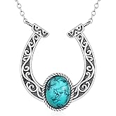 Fuguangju Horseshoe Necklace 925 Sterling Silver Turquoise Necklace for Women Western Turquoise Jewelry Gifts for Women