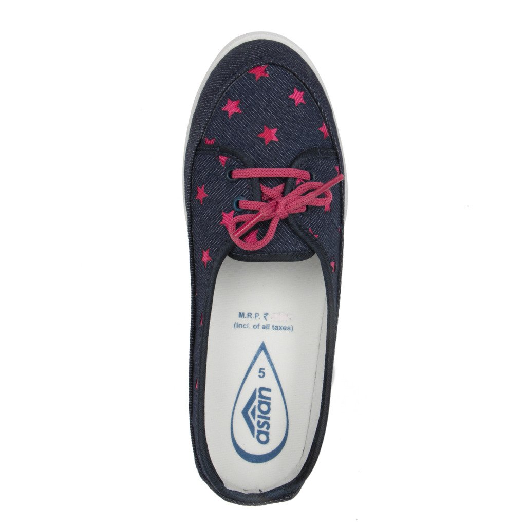 asian shoes lr-71 navy blue pink canvas women shoes
