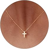 HANLI Cross Necklace for Women - 14k Gold/Silver Plated Dainty Cubic Zirconia Sideways Cross Necklace Jewelry Gift