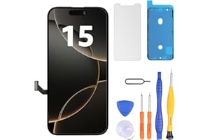 LL TRADER Screen Replacement for iPhone 15 6.1" LCD Retina FHD Display COF Touch Screen Digitizer with Repair Tool Kits, Wate