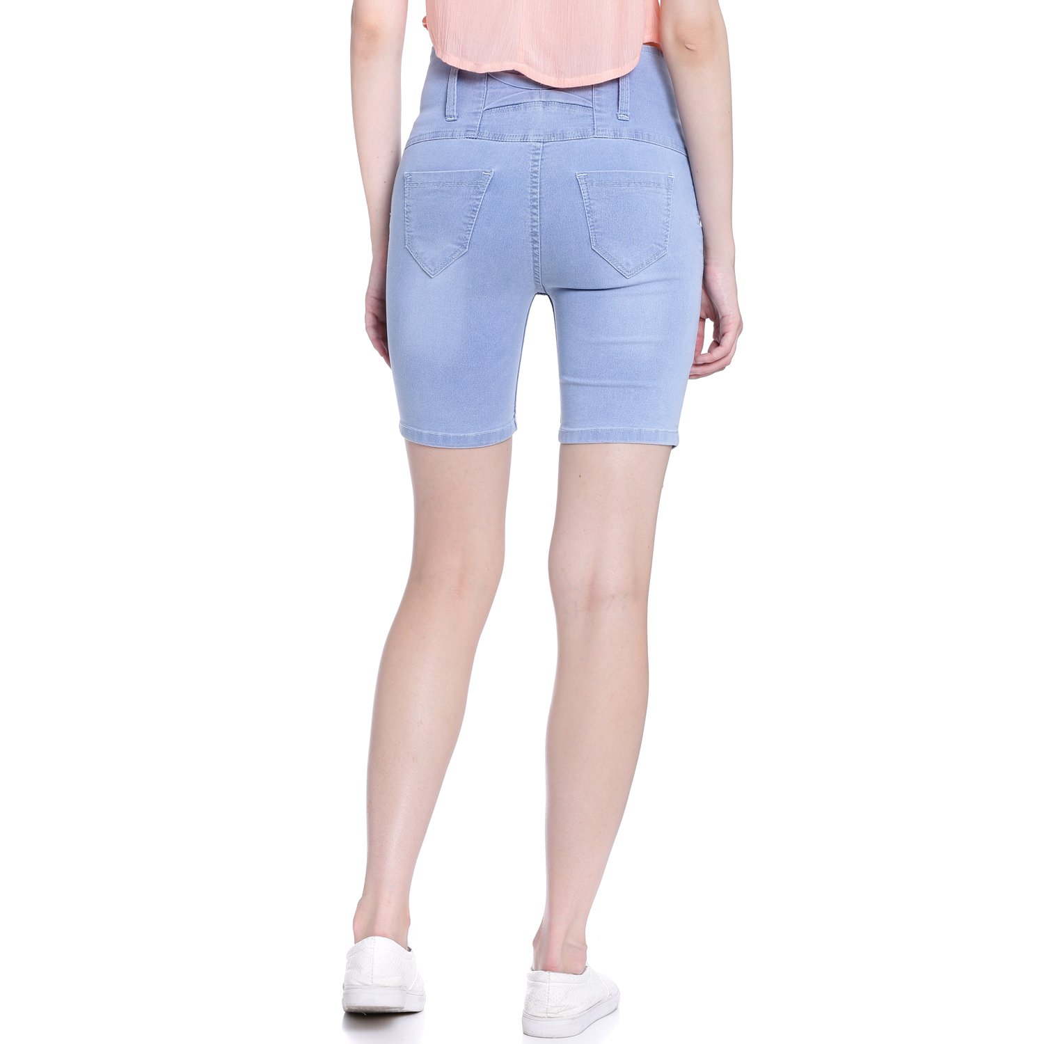 broadstar women denim ice blue short