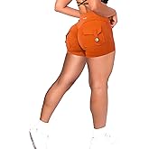 Danysu Women Pocket Shorts Cross High Waist Scrunch Butt Booty Workout Lifting Athletic Gym Bottoms