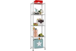 YisanCrafts 5 Tier Fixed Layer Spacing Storage Shelf Metal Storage Rack Wire Shelving Unit Storage Shelves Metal 660Lbs Capacity 17" L x 13" W x 63" H for Pantry Closet Kitchen Laundry Grey
