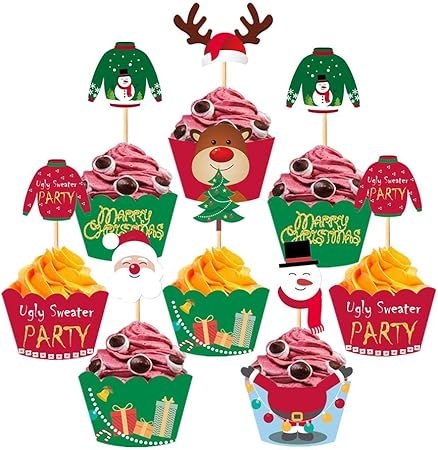 Decorazioni Natalizie Dolci.Sayala 96pieces Decorazioni Per Dolci Natalizi 48 Pezzi Avvolgitori Per Dolci Natalizi Con 48 Pezzi Topper Per Decorazioni Natalizie Per Dolci Da Festa Amazon It Casa E Cucina