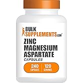 BulkSupplements.com Zinc Magnesium Aspartate Capsules - Gluten Free, 2 Capsules per Serving, 240 Count (Pack of 1)