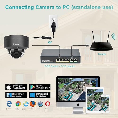 Anpviz 5MP PoE Camera, Outdoor Vandal Dome Security PoE IP Camera