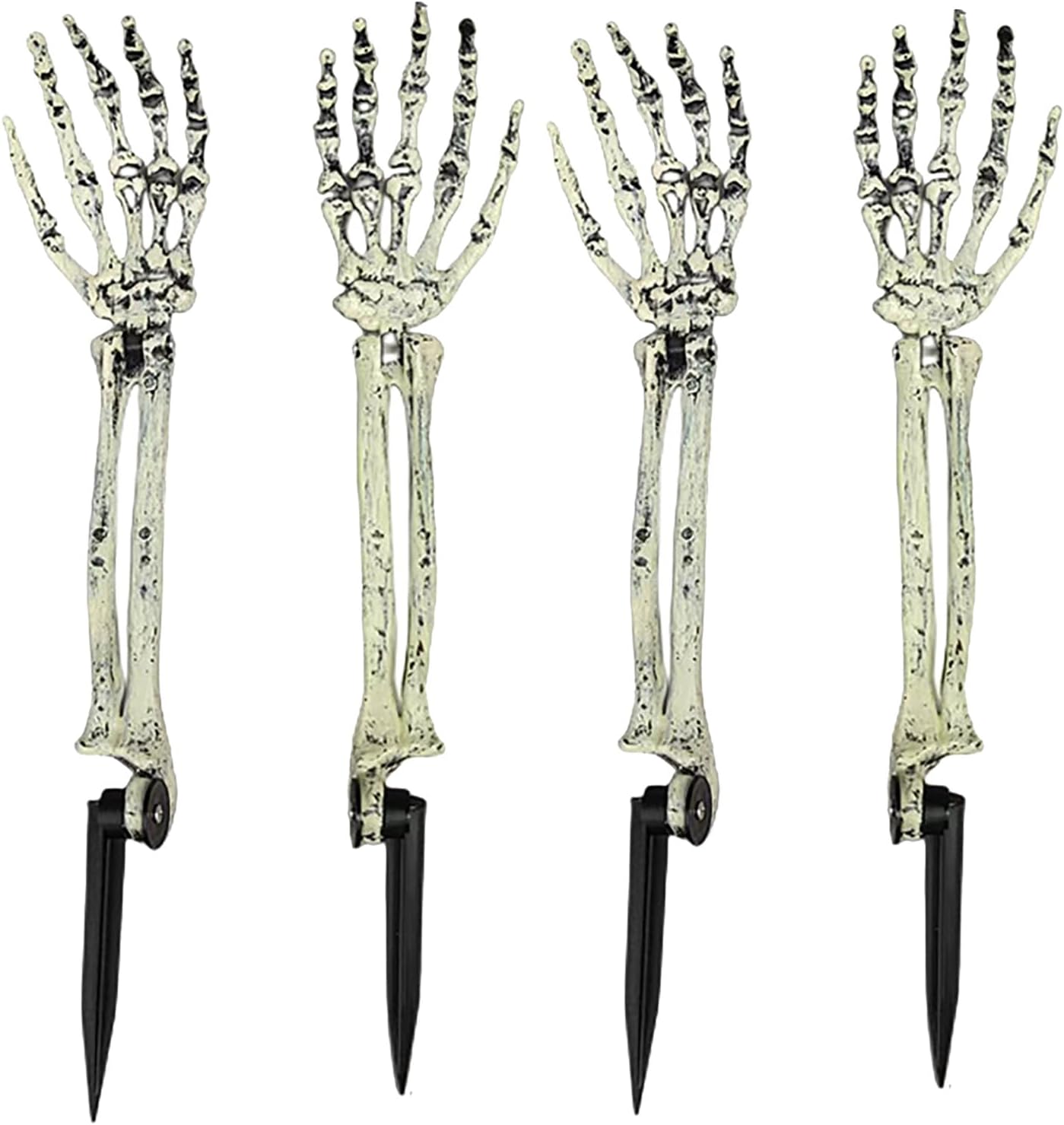 Decorative Garden Stakes - Halloween Realistic Skeleton Stakes Zombie Ghost Arm Stake Severed Plastic Skeleton Hands Yard Signs for Halloween Props Decorations (2 Pairs)