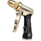 ARXIVE Brass Heavy Duty Garden Hose Nozzle,High Pressure Leakproof | Rustproof Solid Metal Body, Non-Slip Grip,4 Adjustable Spray Patterns for Garden Watering,Car Cleaning &amp; Pet Bathing