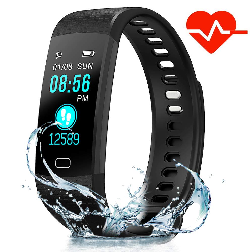 Hanmery Fitness Tracker with Heart Rate Monitor, IP67 Waterproof Sports Smart Wristband with Sleep Monitor Calorie Counter Pedometer Find Phone for Kids Women Men (Black)