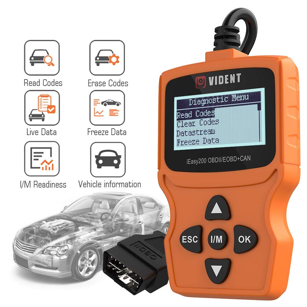 VIDENT iEasy200 OBDII/EOBD CAN Engine Light Scan Tool Car Code Reader with I/M Readiness (iEasy200)