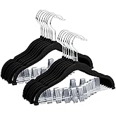 Stormix Baby Hangers, 24 Pack Non-Slip Kids Hangers with Clips - Heavy-Duty for Shirts, Pants, Skirts, Jackets, Coat (Black)