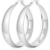 Senteria 12mm Wide Thick Hoop Earrings 925 Sterling Silver Hoop Earrings for Women Hypoallergenic 14K Real Gold Plated Hoops Large Earring Lightweight Chunky Hoops Earring for Women 25/30/40/50MM
