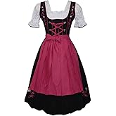 Edelweiss Creek Long 3-Pcs Black & Pink German Embroidered Oktoberfest Dirndl Dress