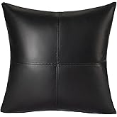 Genuine Leather Pillow Covers Decorative Throw Pillows Pack of 1 Modern Cushion Cases for Couch Bed Sofa Black 18×18 Inches