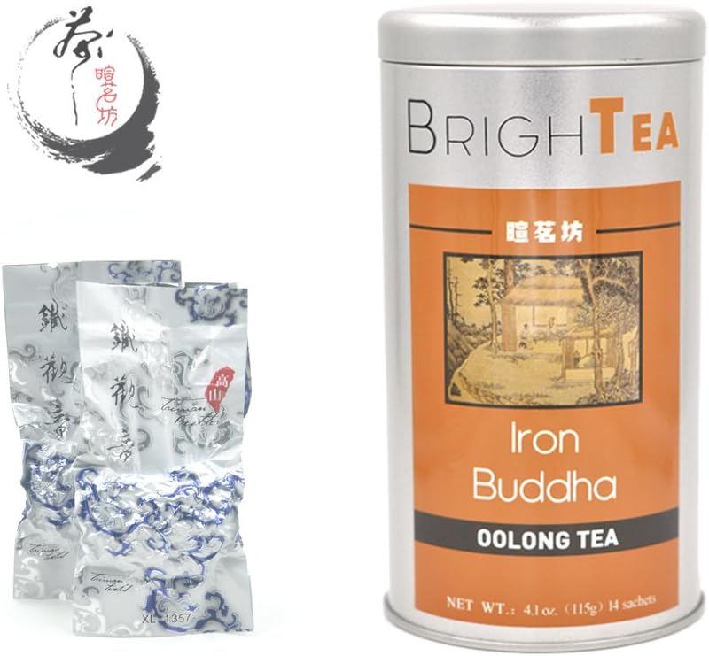 Brightea® China Famous Oolong Tea - Anxi High Mountain Tie Guan Yin Iron Mercy Goddess (Iron Buddha) Loose Leaf 4.1 Ounce Tin (Premium Grade AAAA)