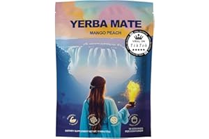 ROYALEE Yerba Mate Instant Powder, 3-in-1 Super Drink Clean Energy, Brain Fog Buster, Supports Energy, Focus and Gut Health, Peach Mango Flavor.