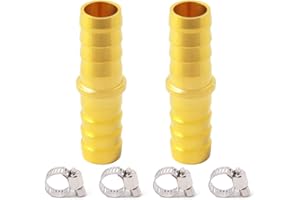 Metaland Brass 5/8" Hose Barb Splicer Mender Euqal Barbed Coupler Round Union Adapter (Pack of 2)