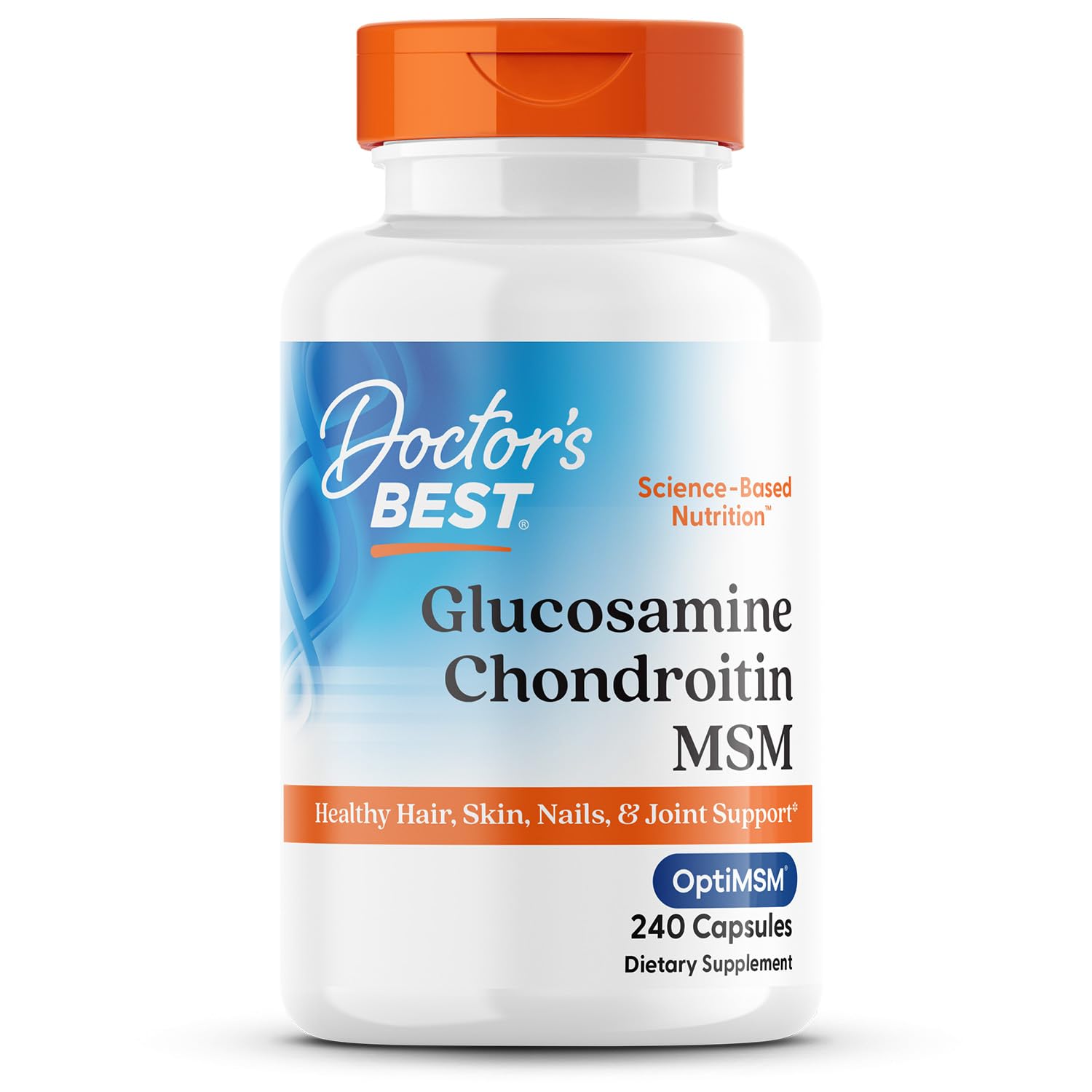 Doctor's Best Glucosamine Chondroitin Msm with OptiMSM Capsules, Supports Healthy Joint Structure, Function & Comfort, Non-GMO, Gluten Free, Soy Free, 240 Count (Pack of 1)