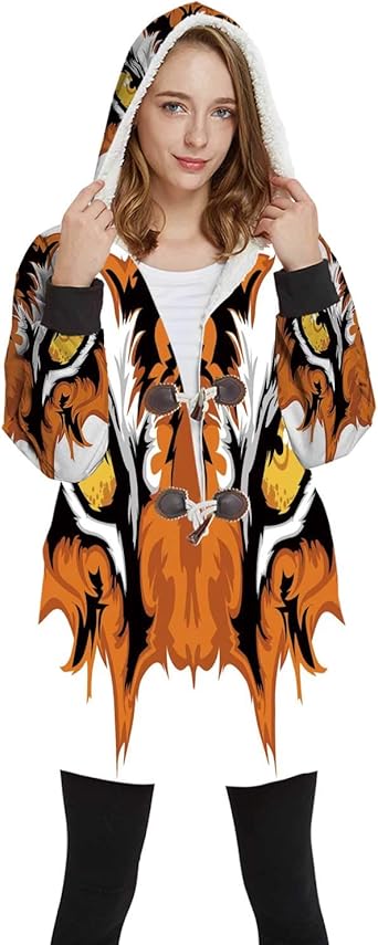 CUDEVS Ojo, Sudaderas con Capucha para Mujer, Ojos de Tigre, máscara