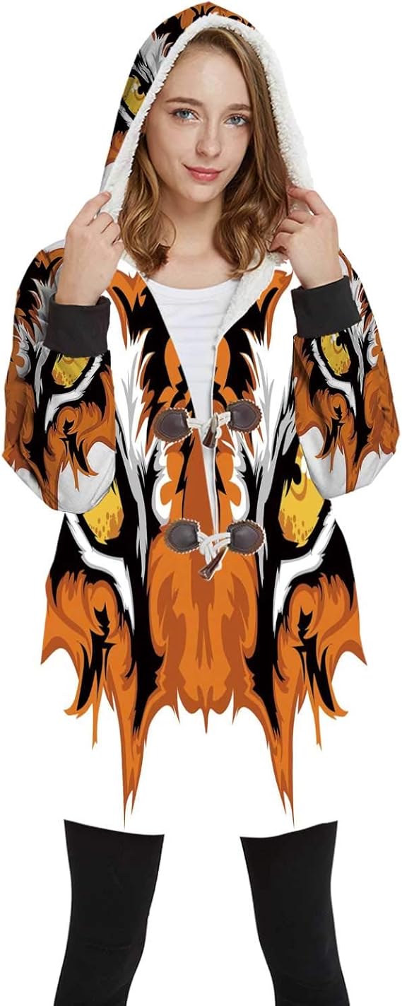 CUDEVS Ojo, Sudaderas con Capucha para Mujer, Ojos de Tigre, máscara